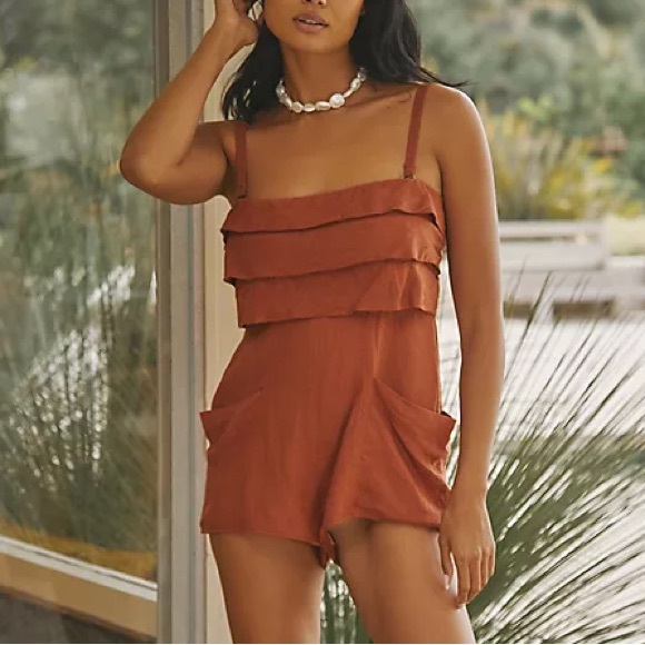 Anthropologie Pants - Anthropologie Terracotta Layered Pocketed Romper